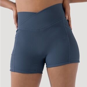 Popflex Crisscross Hourglass® Midi Shorts   - Dark Navy size medium